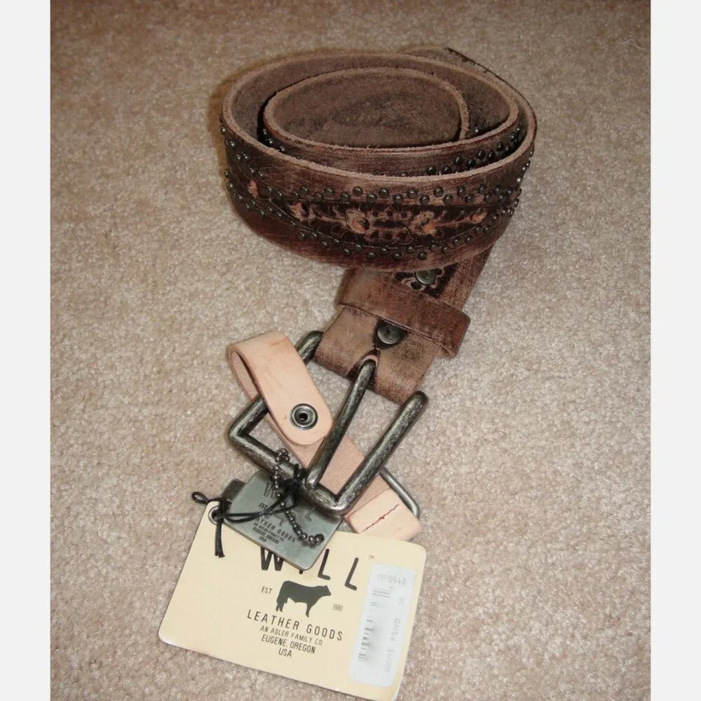 Will Leather Goods Studded Leather Belt